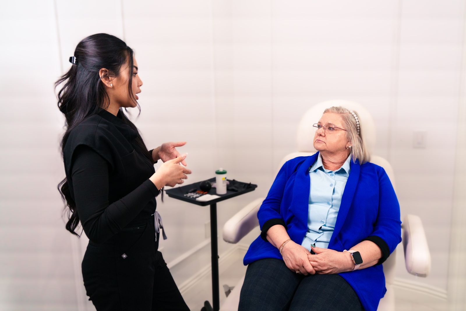 Healthcare worker discussing diabetes care with a patient